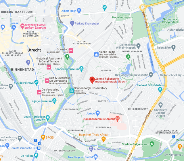 Googla maps kaart van lokatie massage praktijk Zenmir in Utrecht